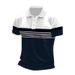 Men's Clothing Men's Slim Fit Polo Shirt Ribbed Striped Lapel Button Solid Color Splicing T Shirt Top_viptrois.com