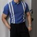 Retro Ice Silk Striped Colorblock Polo Shirt Men's Short Sleeve Lapel T Shirt Slim Fit Casual Knit Top_viptrois.com