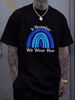 In November We Wear Blue Rainbow T-shirt Diabetes Awareness Unisex T-shirt Comfortable Top For Everyday Wear Breathable Soft Casual Streetwear_viptrois.com