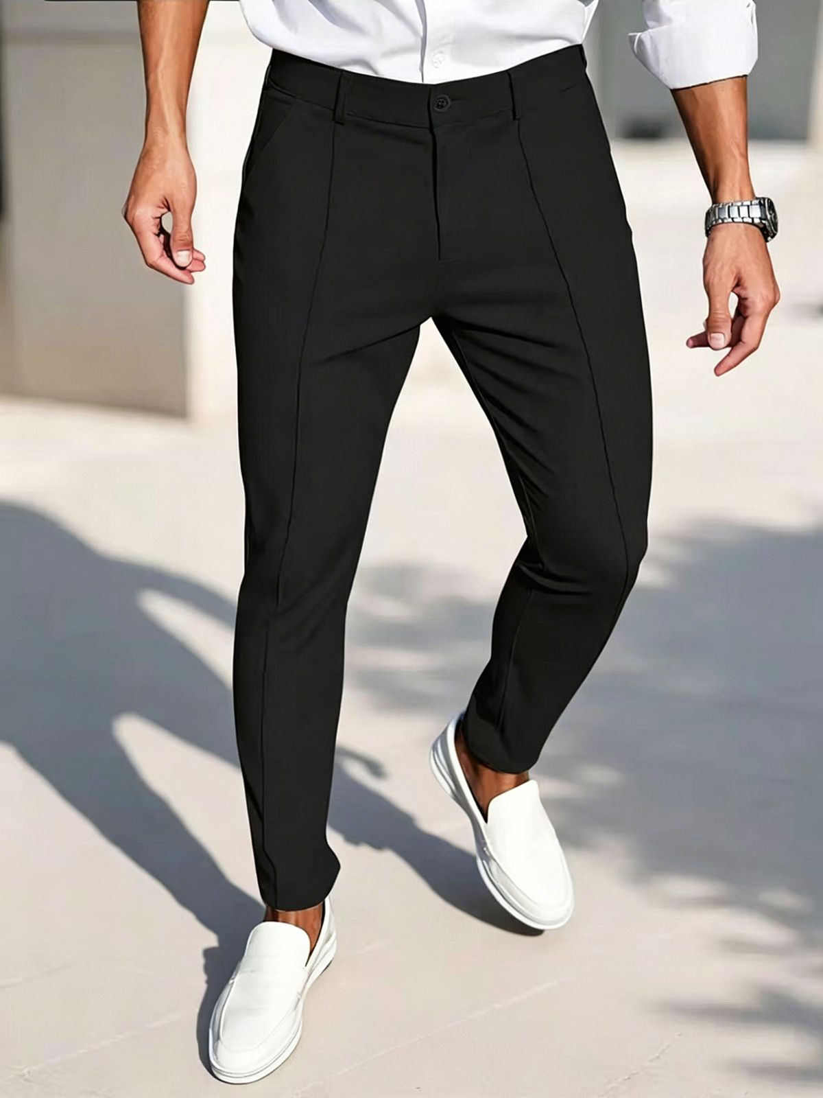 Summer New Men's Slim Fit Casual Trousers Solid Color Stretch Versatile Trendy Suits & Blazers_viptrois.com