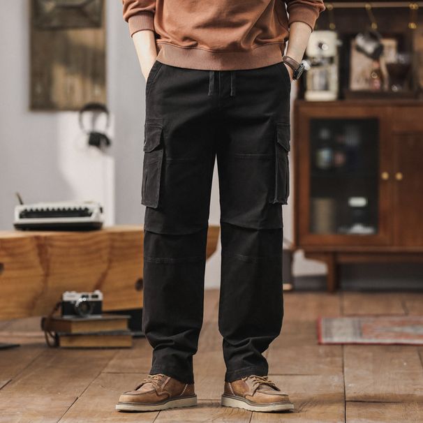 Men's Heavy Duty Work Pants - Relaxed Fit Straight Leg Cargo Pants With Multi-Pockets, Durable Cotton(Black, Grey, Army Green, Khaki)_viptrois.com