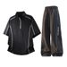 Men's Contrast Stitch Sportswear Set Lightweight Half-Zip T-Shirt And Jogger Pants Two-Piece Outfit Lightweight Polyester_viptrois.com