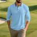 Spring And Autumn American Loose Men's Simple Solid Color Polo Shirt Long Sleeve T Shirt_viptrois.com