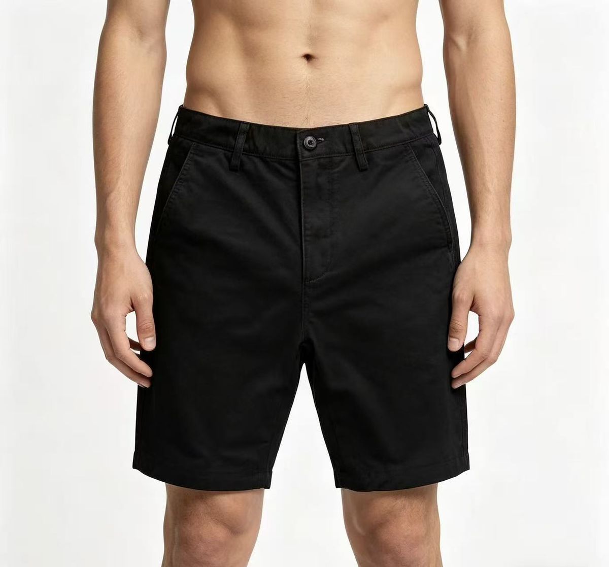 Men's Thin Solid Color Casual Five Point Pants Loose Fit Button Zipper Cargo Shorts Youth Trend_viptrois.com