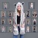 Fur hat cartoon furry hat scarf gloves one three-piece cute plush hat_viptrois.com
