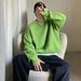 Autumn Winter Brand Solid Color Inner Wear Crew Neck Sweater Men's Korean Style Loose Casual Trendy Knitted Top_viptrois.com