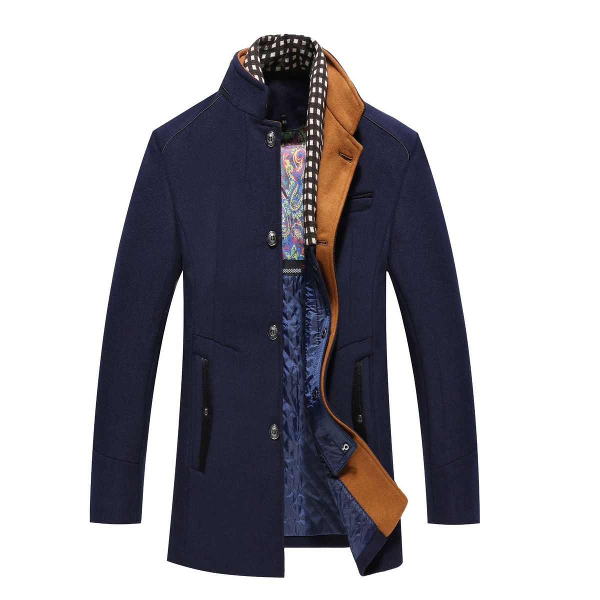 Men's Clothing Middle Aged Thick Lapel Suit Collar Woolen Coat Jacket Medium And Long Overcoats_viptrois.com