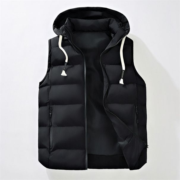 Men's Winter Hooded Vest - Thickened Cotton, Sleeveless, Stylish & Warm For Casual Wear_viptrois.com