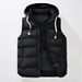 Men's Winter Hooded Vest - Thickened Cotton, Sleeveless, Stylish & Warm For Casual Wear_viptrois.com