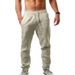 Men's Clothing summer men's hip hop breathable cotton and linen loose casual sports trousers_viptrois.com