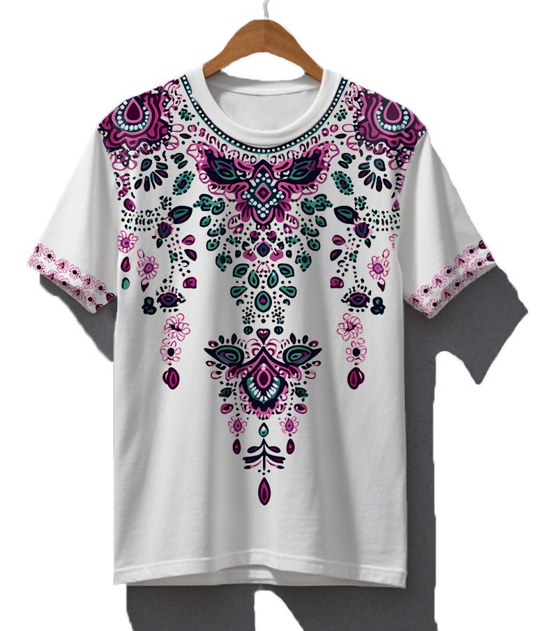 Men's Clothing T Shirt Men's Retro Traditional Print Skin Friendly High Quality Casual Cotton Short Sleeve Top_viptrois.com