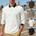 Men's Relaxed Fit Jacquard Polo Shirt – Breathable Long Sleeve Golf & Casual Wear For Fall Relaxed Fit Freedom_viptrois.com