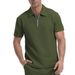Men's Waffle-Knit Half-Zip Polo Shirt – Stylish & Breathable Summer Top (White/Light Grey/Black/Army Green/Khaki) – S-XXXL_viptrois.com