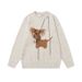 American Fun Dog Round Neck Sweater For Men And Women, Loose Casual Autumn Knitwear With Drawstring, Lazy Commuter Style_viptrois.com