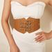 Three Piece Buckle Seal With Shirt Decoration Down Jacket Elastic Rivet Waist Wide Women's Belt_viptrois.com
