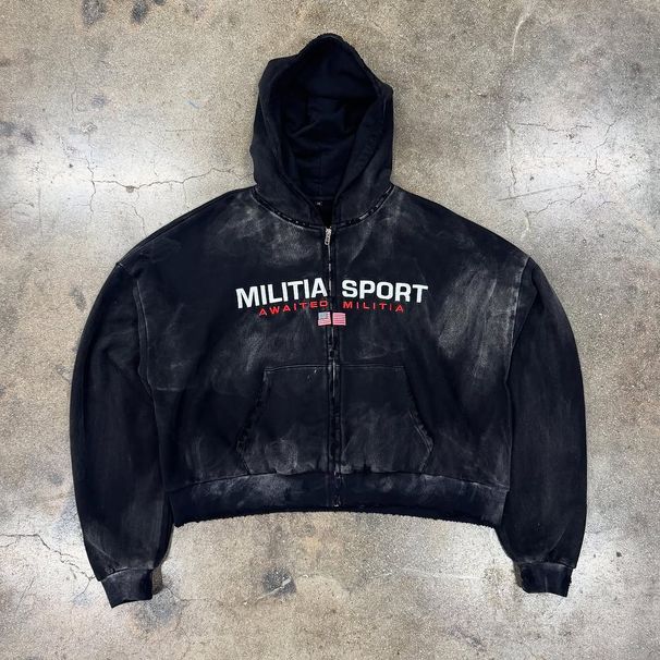 Men's Retro Fashion Street Style Zipper Hooded Sweatshirt European American Personalized Design Flag Pattern New Style Jacket_viptrois.com