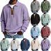 Men's Oversized Sweatshirt - Long Sleeve Turn-Down Collar Casual Pullover (S-5XL, Black/Grey/Beige/Navy/More)_viptrois.com