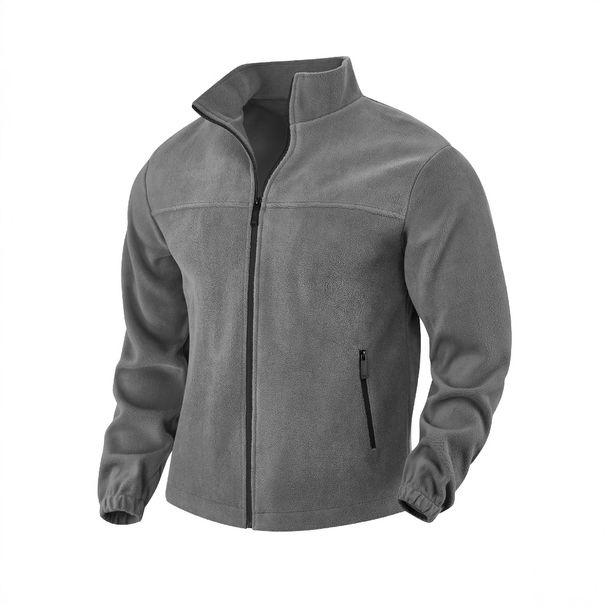 New European And American Style Men's Polar Fleece Spring Autumn Winter Outdoor Zipper Stand Collar Jacket Top_viptrois.com