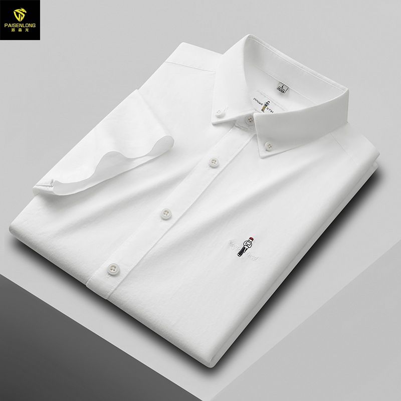 Paisenlong 2025 Summer New Collection 100% Cotton Embroidered Collar Striped Short Sleeved Men's Shirt 93A_viptrois.com