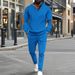 Men's Clothing Half Zip Waffle Casual Stand Up Collar Long Sleeved Sweatshirt Men's Suit_viptrois.com