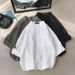Men's Trendy Stand Up Collar Shirt Style Black And White Casual Long Sleeved Jacket Three Quarter Sleeve Handsome Summer_viptrois.com