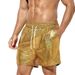 Premium Products Men's Plaid Shiny Leather Shorts, Fashionable And Casual Five Quarter Pants, Plus Size Men's Beach Shorts_viptrois.com