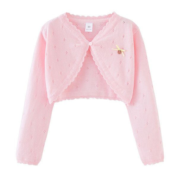 "Elegant Girls' Knit Cardigan With Bow & Shawl - Lightweight Summer Formal Dress Cover-Up For Ages 8-16Y (White/Pink/Yellow)"_viptrois.com
