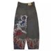Men's Clothing Harajuku Retro Bat Pattern Embroidery Loose Jeans Men Street Y2K Pants Slouchy Jeans_viptrois.com