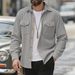 "Men's Corduroy Work Shirt Jacket - Polyester Blend Relaxed Fit Button-Up With Chest Pockets (Black/Grey/Khaki/Olive, S-XXXL)"_viptrois.com