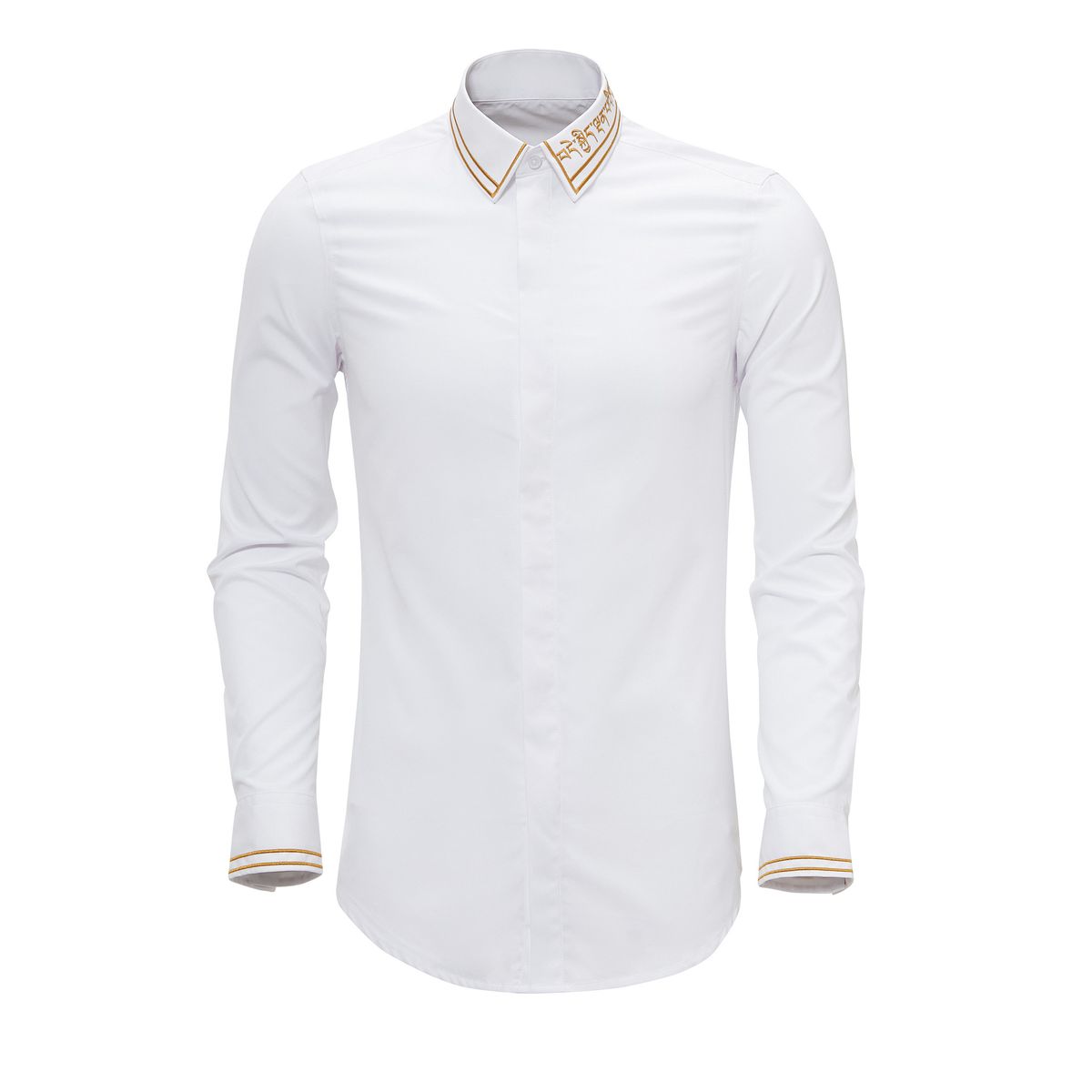 Men's Clothing Men's Long Sleeved Shirt Chinese Style Tibetan Pattern Embroidered Slim Fit Trendy Casual Shirt For Formal & Casual_viptrois.com