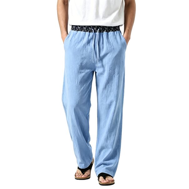 Men's Clothing Men's Plus Size Linen Trousers Wide Leg Casual Straight Leg Drape Breathable Summer For Formal & Casual For Men_viptrois.com