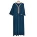 New Men's Thobe With Embroidered Detail – Modest Mid-Sleeve Islamic Robe With Side Pockets ( Lightweight Polyester-Spandex Blend For Daily Wear)_viptrois.com