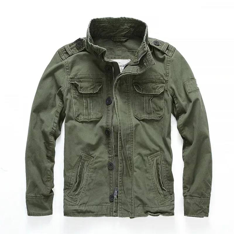 Men Jacket Men M65 Denim Retro Cargo Jacketes Outdoor Multi Pockets Camo Tops Field Casual Fashion Hiking Coats Uniform_viptrois.com