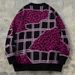 Oversized Color-Block Cardigan – Unisex Jacquard Knit Sweater (Streetwear, Long Sleeve, Black)"_viptrois.com