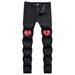 Men's printed jeans Youth stretch slim pants_viptrois.com