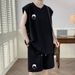 Sleeveless T-Shirt Men Summer Casual Sports Men's Vest Outfit Stylish Clothes Basketball Uniform Two-Piece Set_viptrois.com
