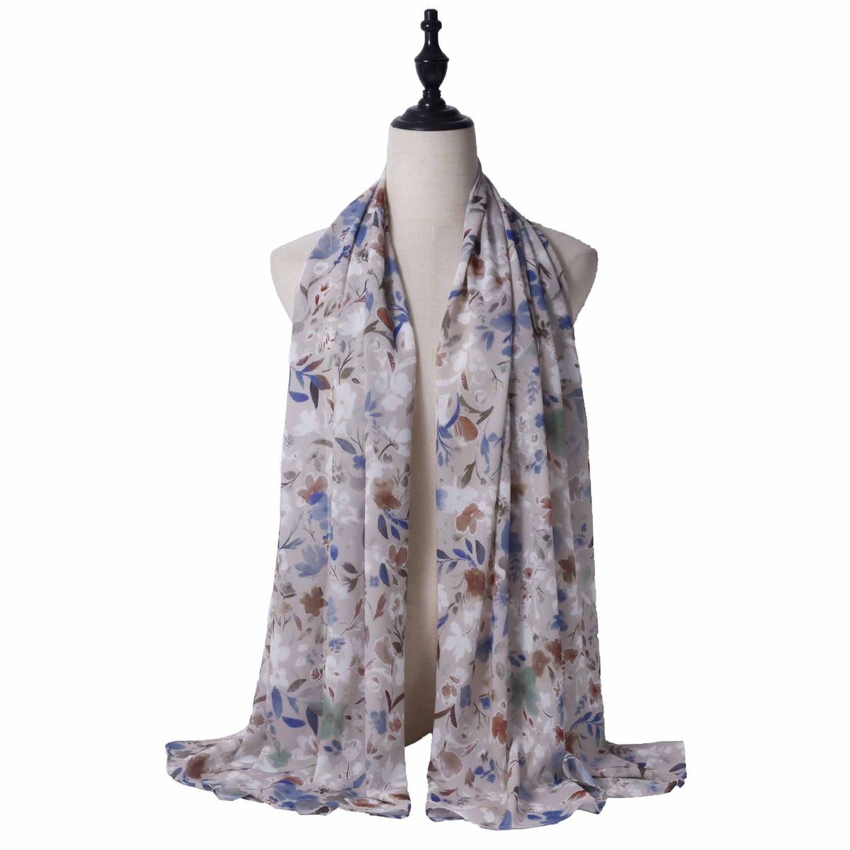 Breathable Pearl Chiffon Scarf - Floral Printed Lightweight Shawl For Women (Thin & Soft, Sun Protection, Elegant Silk-Like Fashion Accessory)_viptrois.com