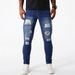 Men's Clothing Pants Ripped Jeans Youth Versatile Trendy Elastic Slim Fit Pencil Pants_viptrois.com