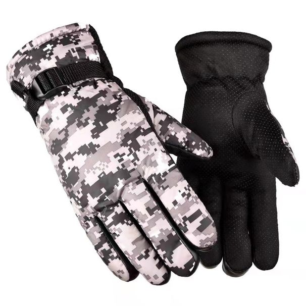 Men's Camouflage Winter Outdoor Riding Fleece-Lined Thickened Warm Ski Electric Bike Motorcycle Gloves_viptrois.com