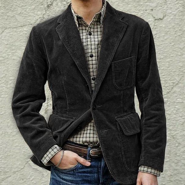 Loom 2025 Spring Autumn Style Foreign Trade Cross-Border European And American Corduroy Single-Breasted Suit Casual Men's_viptrois.com