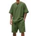 Men's Clothing Men's Summer Loose Heavy Terry Ins Trend Leisure Sports Short Sleeved Shorts Suit_viptrois.com