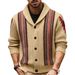 Men's Clothing, Autumn And Winter Long-sleeved Retro Jacquard Sweater, Lapel Sweater And Coat Men_viptrois.com