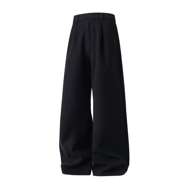 Monochrome Man- Heavy Woolen Trousers For Men, Autumn New Straight Loose Pleated Casual Pants, Textured Thickened Long Pants_viptrois.com