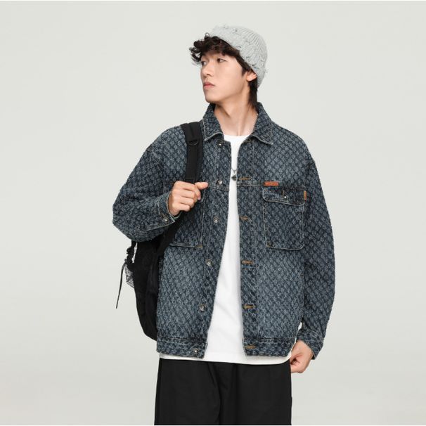 Xiaoxiangfeng Denim Spring Loose Fashion Brand Workwear Jacket Men's Trend Plus Size American Top_viptrois.com