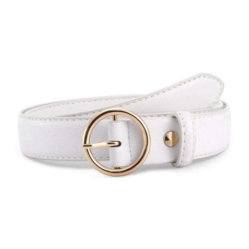 Women's Belts Summer Simple Belts Round Buckle Leather Belt Jeans Skirt Versatile_viptrois.com