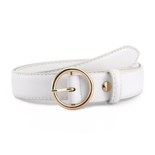 Women's Belts Summer Simple Belts Round Buckle Leather Belt Jeans Skirt Versatile_viptrois.com