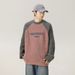 Nordmann Raglan Sleeve Color Block Design Sweater Autumn Winter Thick Knit Texture American Style Letter Print Crew Neck Knitwear_viptrois.com