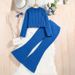 Girls Knitted Suits Children's Clothing Spring New Models Children's Striped Long Sleeved Tops Flared Pants Two Piece Suit_viptrois.com