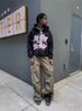 American HipHop Style Street Print Hoodie With Zipper Trendy Loose Unisex Sweatshirt Top_viptrois.com