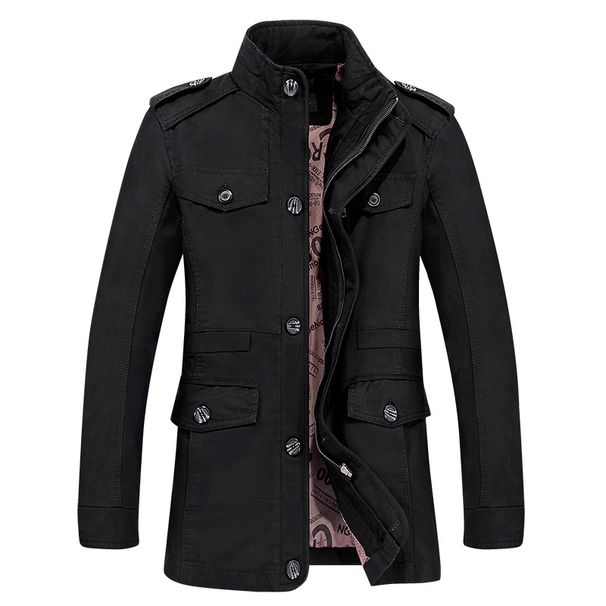 Men’s Slim-Fit Longline Jacket – 100% Cotton, Business Casual For Spring/Fall (Khaki/Black/Army Green, L-6XL, Lightweight & Breathable)_viptrois.com